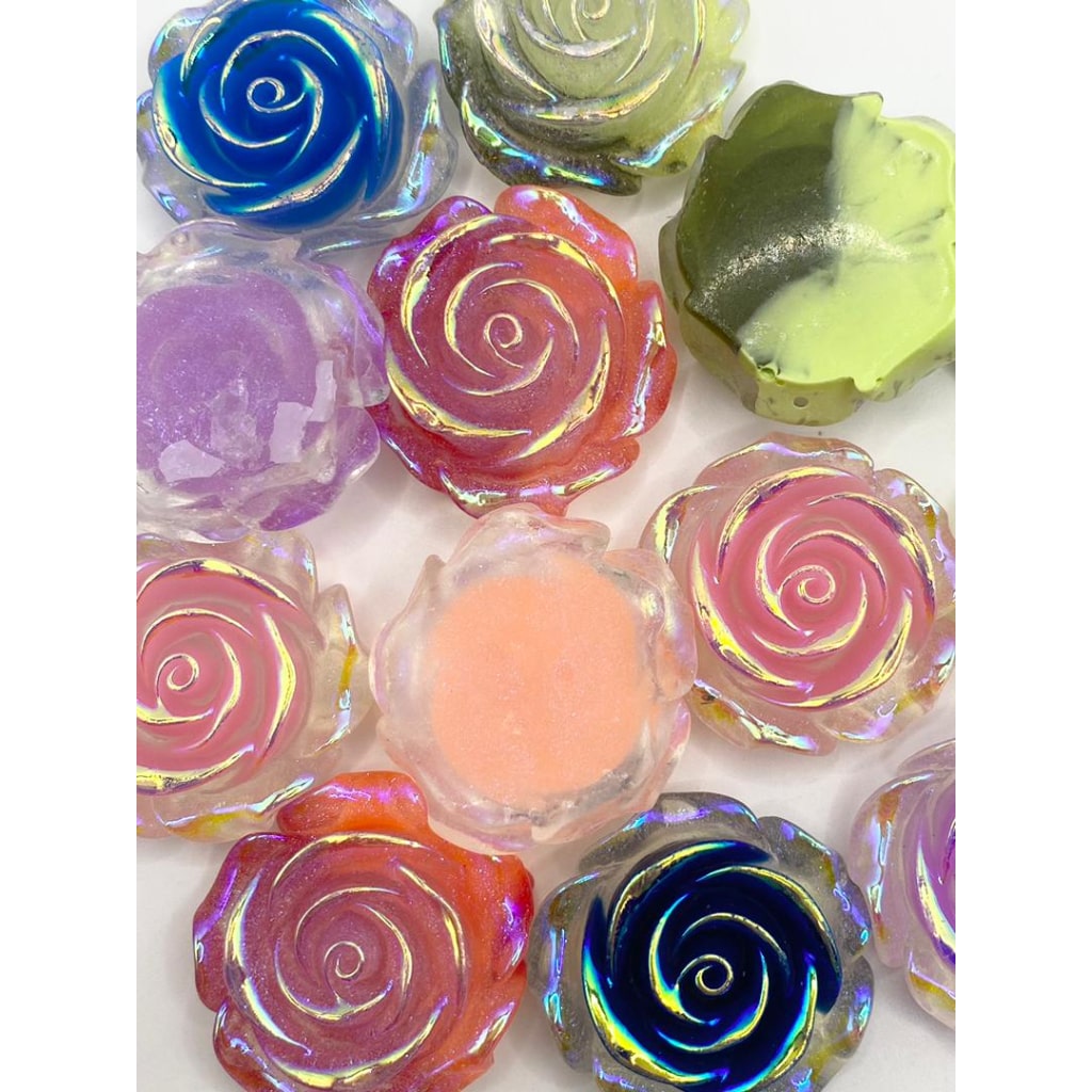 3D Rose Flower With UV Acrylic Charms ,36mm,Random Mix