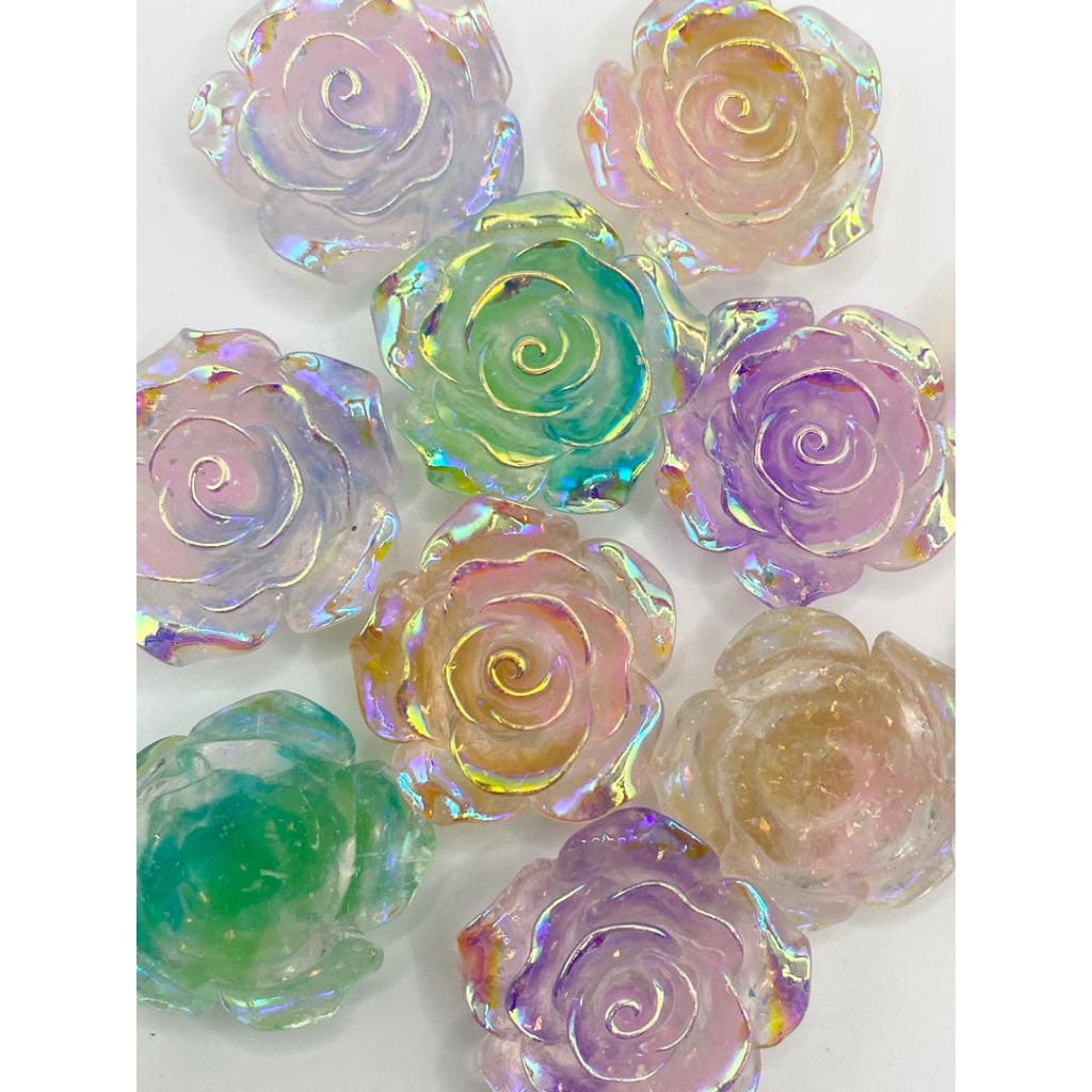 3D Rose Flower With UV Acrylic Charms ,36mm,Random Mix