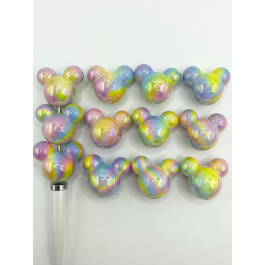 Multicolor Ombre Micky Head Acrylic Beads, Random Mix