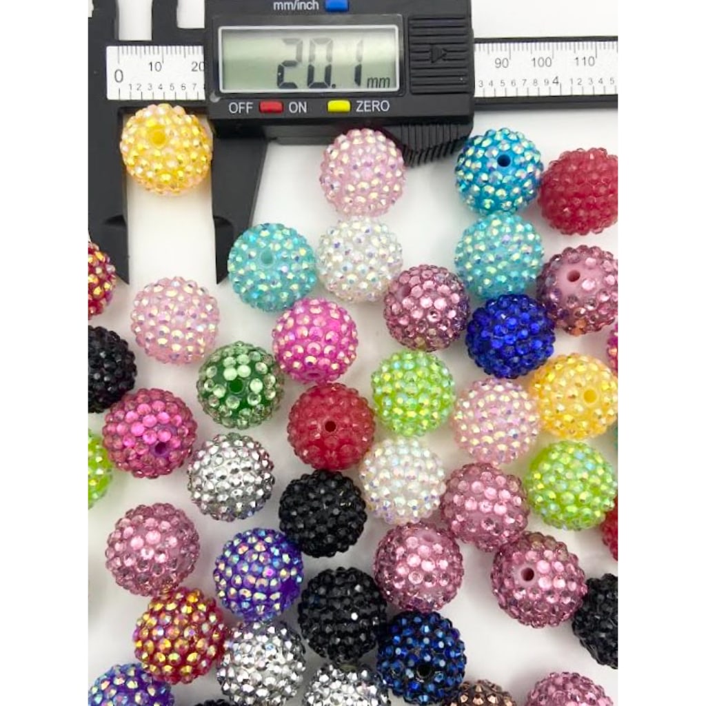 Rhinestone Acrylic Beads ,Random Mixed Color ,20mm