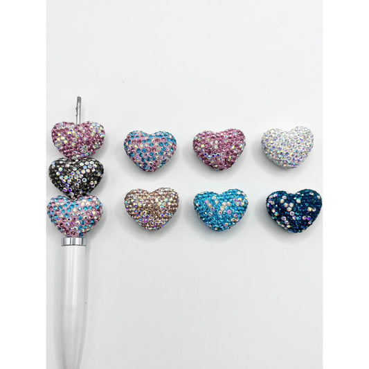 Heart Shape Clay Beads with Rhinestones,ZY