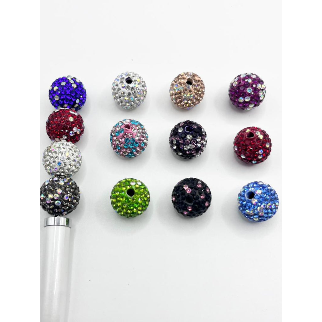 Round Clay Beads with Colorful Rhinestones,Random Mix ,16mm,ZY