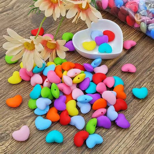 Colorful Heart Shaped Silicone Beads,Mix Color.