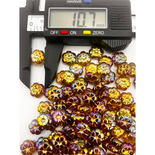 Gold Flower Shaped Acrylic Beads With UV, 10mm ,YY